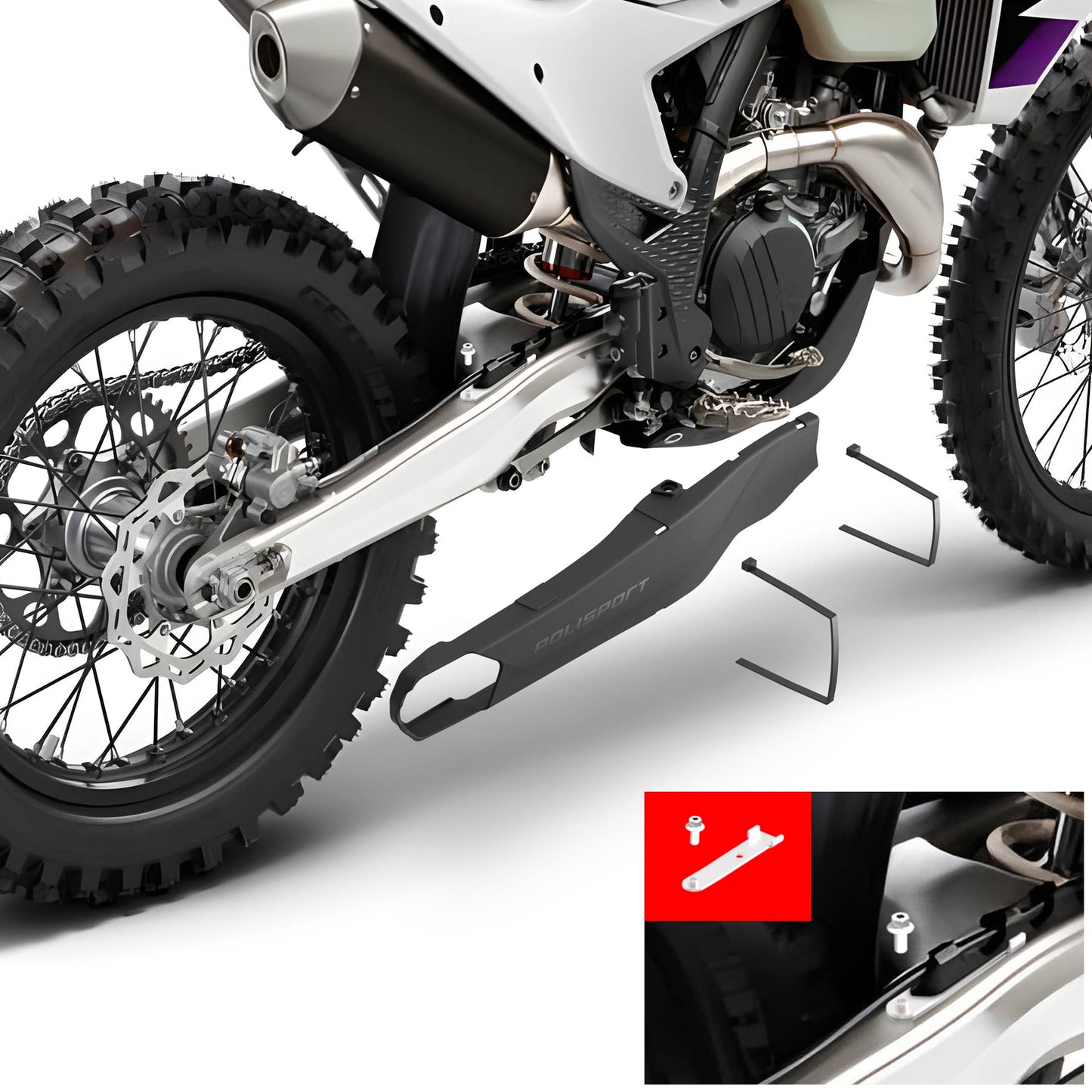 Polisport KTM Husqvarna Gas Gas Evo Swingarm Protectors SX SXF TC FC 2023 - 2024 EXC EXCF TE FE MC MCF EC ECF 24, Black