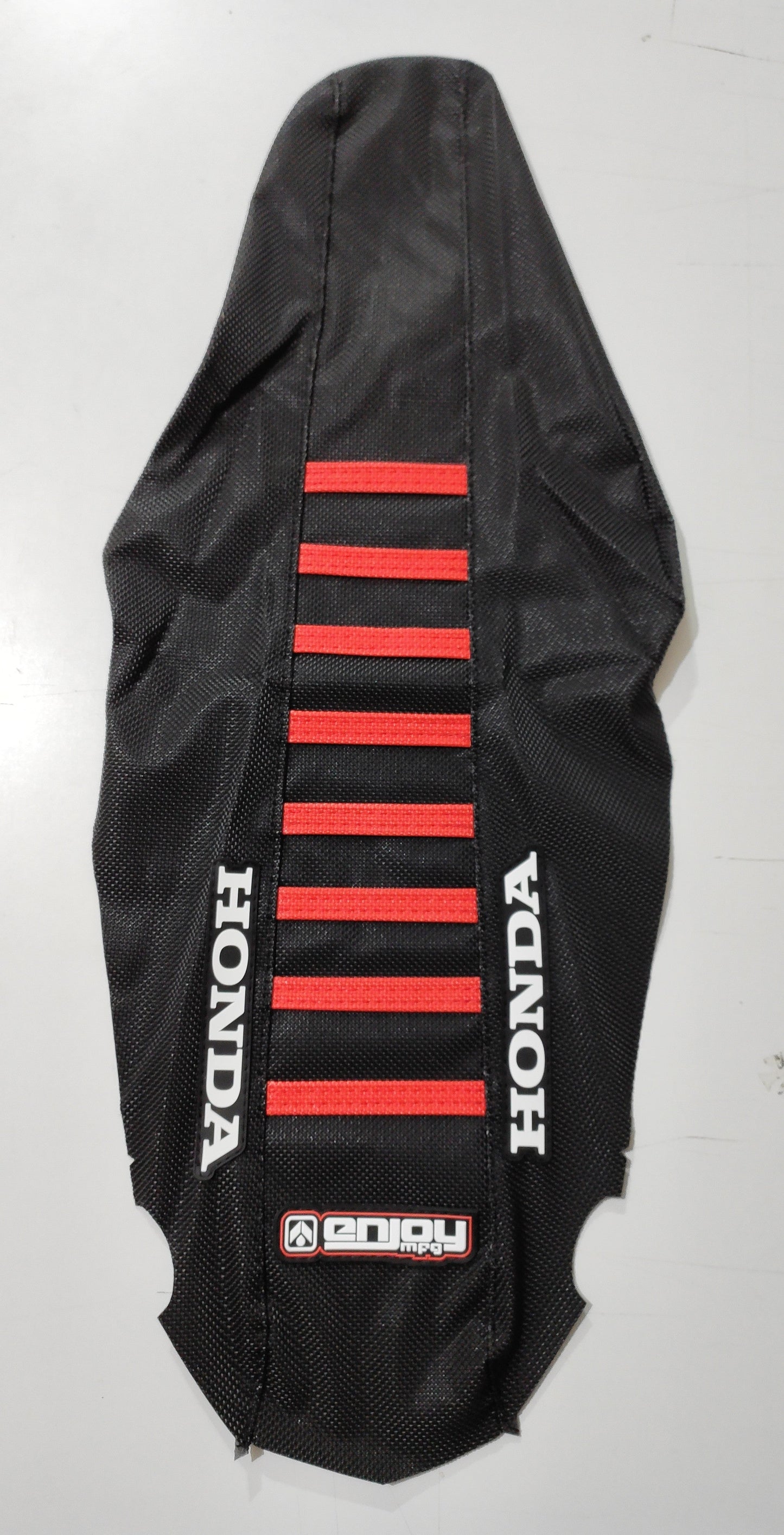 Enjoy Manufacturing Honda Seat Cover CR 125 CR 250 2000 - 2001 Ribbed Logo, Black / Red