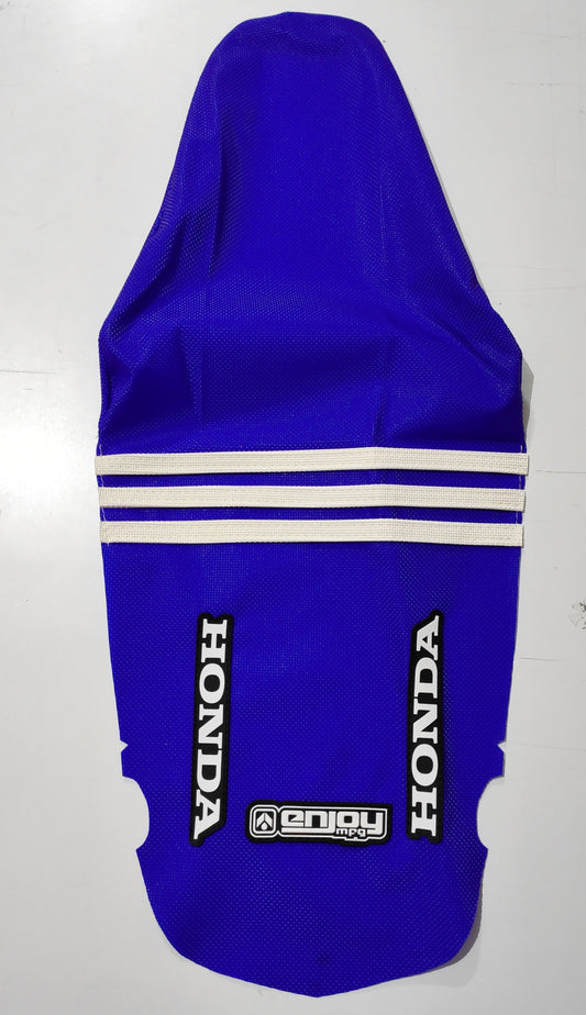 Enjoy Manufacturing Honda Seat Cover CRF 250 R 2010 - 2013 CRF 450 R 2009 - 2012 Ribbed Logo, TLD Blue / White