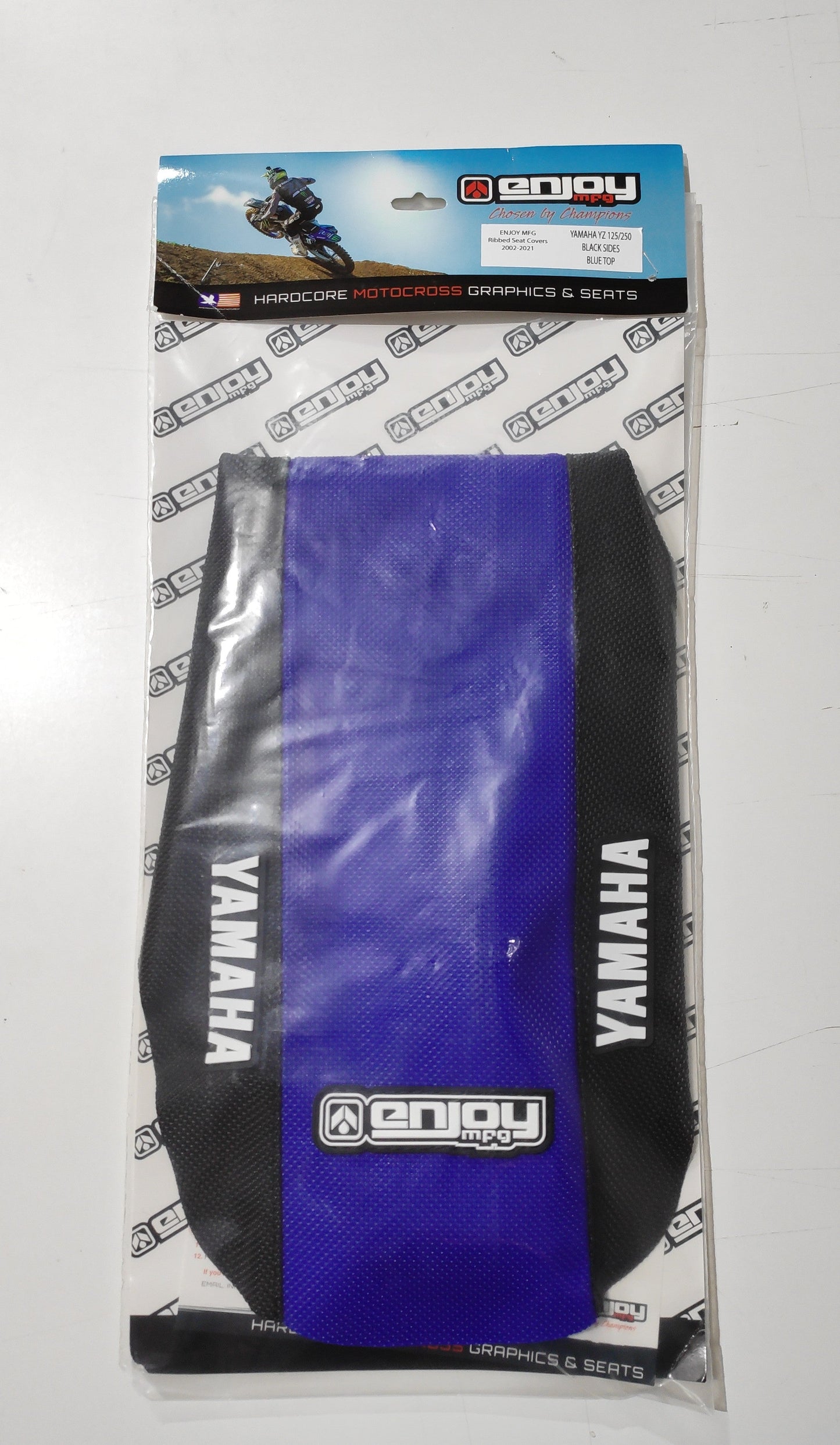 Enjoy Manufacturing Yamaha Seat Cover YZF 250 2010 - 2013 STD Logo, Black / Blue