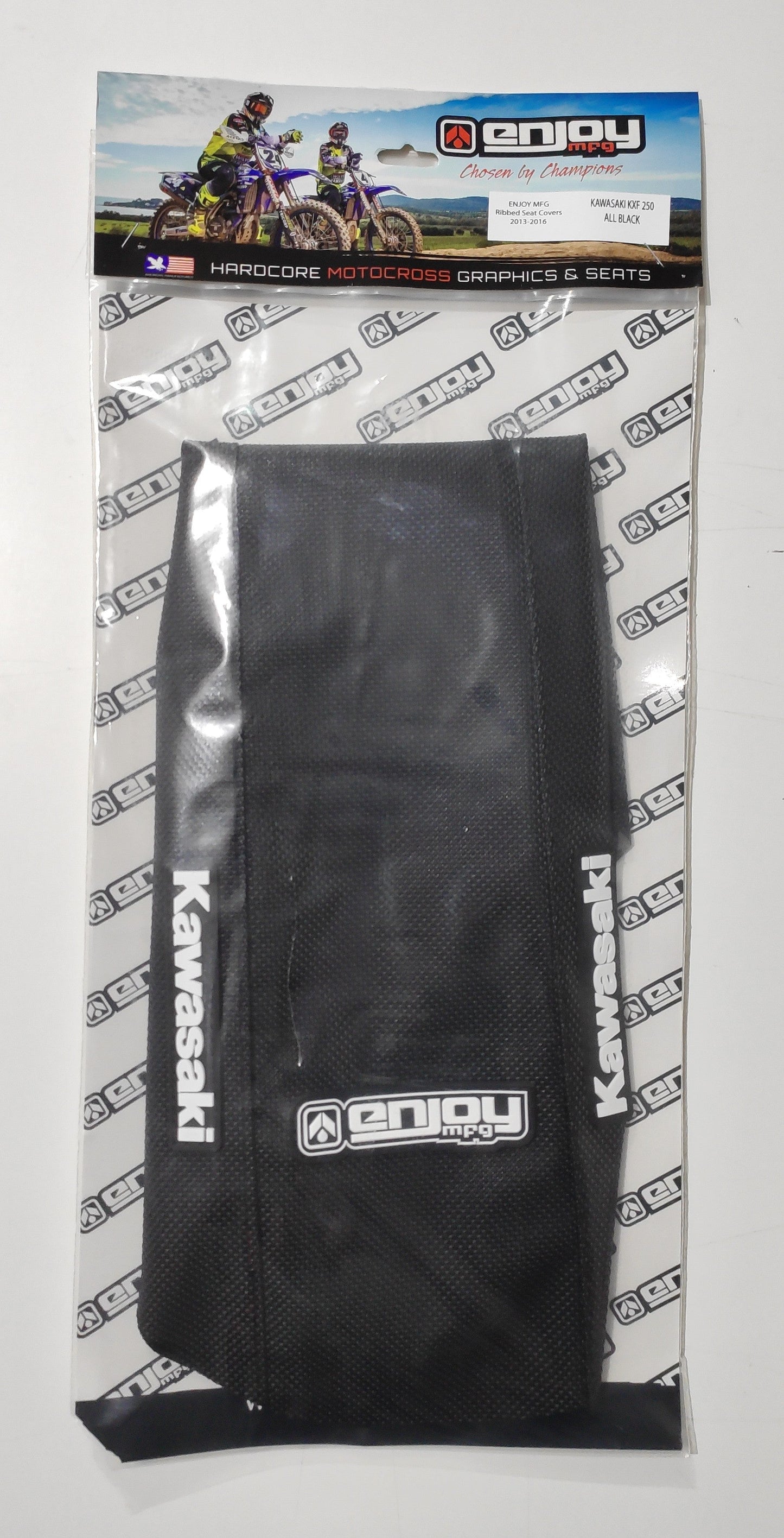 Enjoy Manufacturing Kawasaki Seat Cover KX 125 KX 250 1999 - 2002 STD Logo, All Black