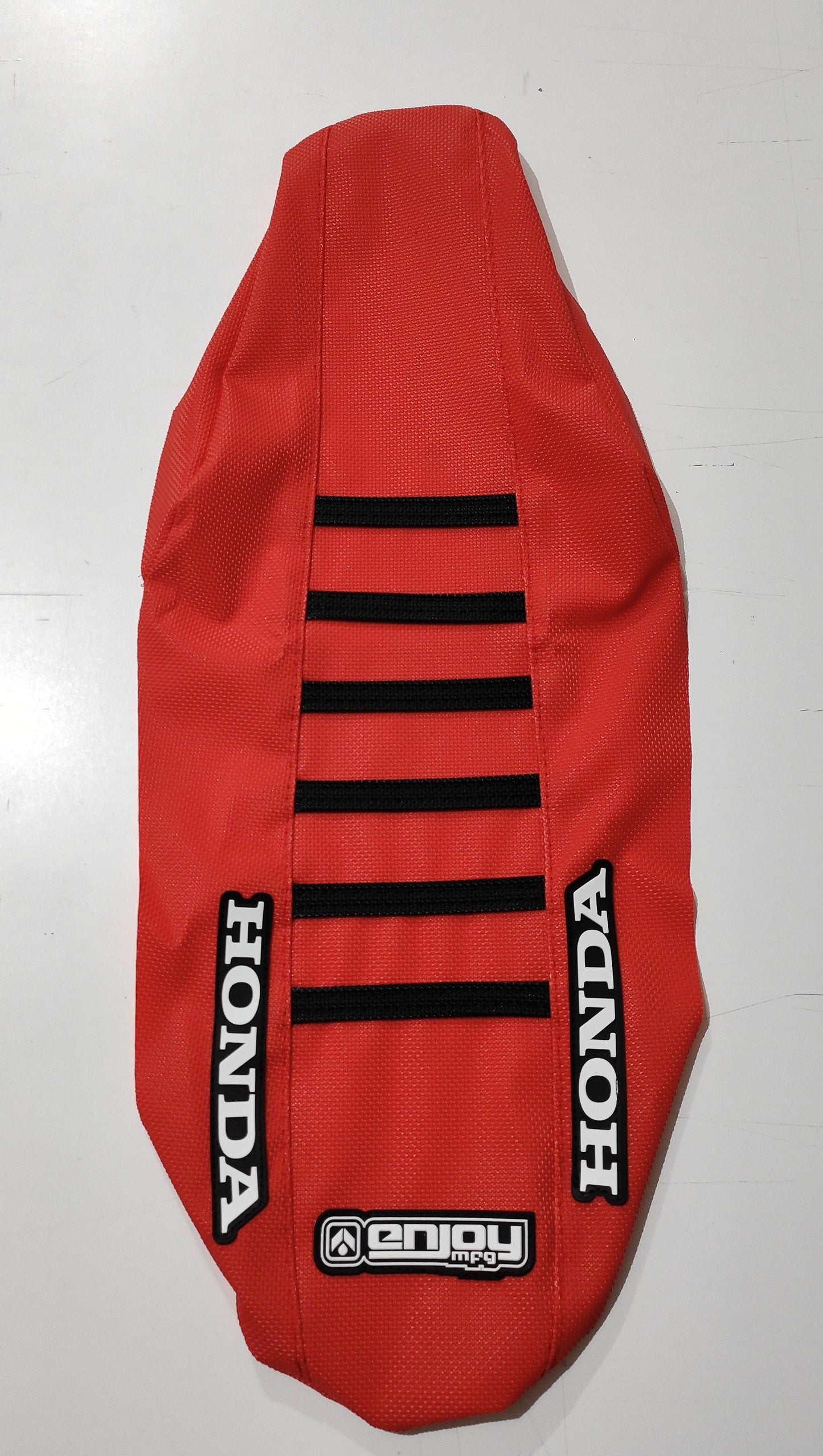 Enjoy Manufacturing Honda Seat Cover CR 125 CR 250 2000 - 2001 Ribbed Logo, Red / Black