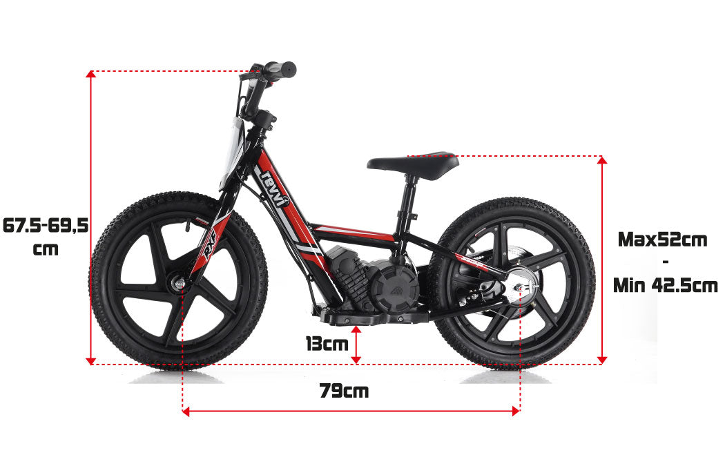 New Model 250w Revvi 16" Electric Balance Bike - Red - motocross4u