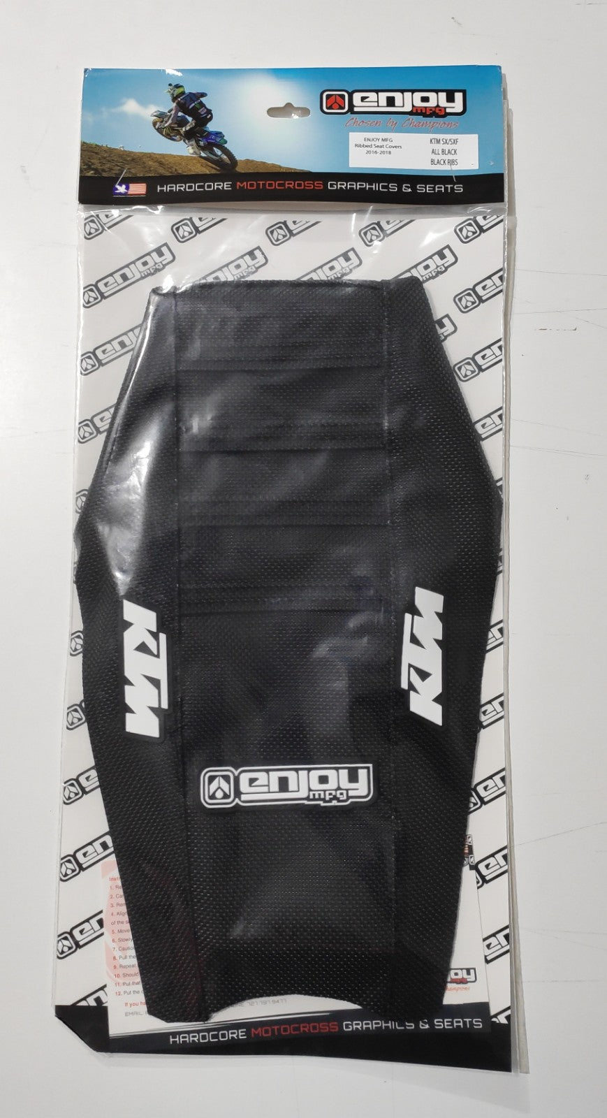 Enjoy Manufacturing KTM Seat Cover SX 65 2016 - 2023 Ribbed Logo, All Black - motocross4u