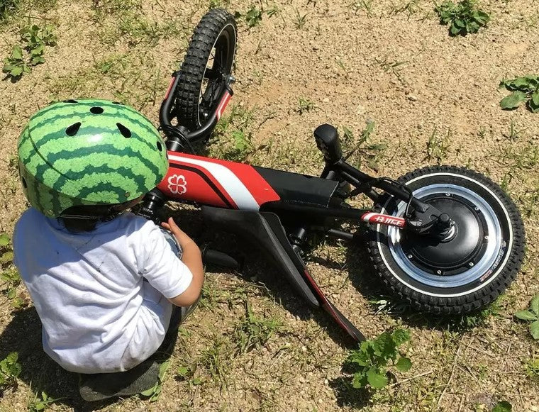 Yotsuba Black Kids 12" Electric Balance Bike Red / Blue - motocross4u